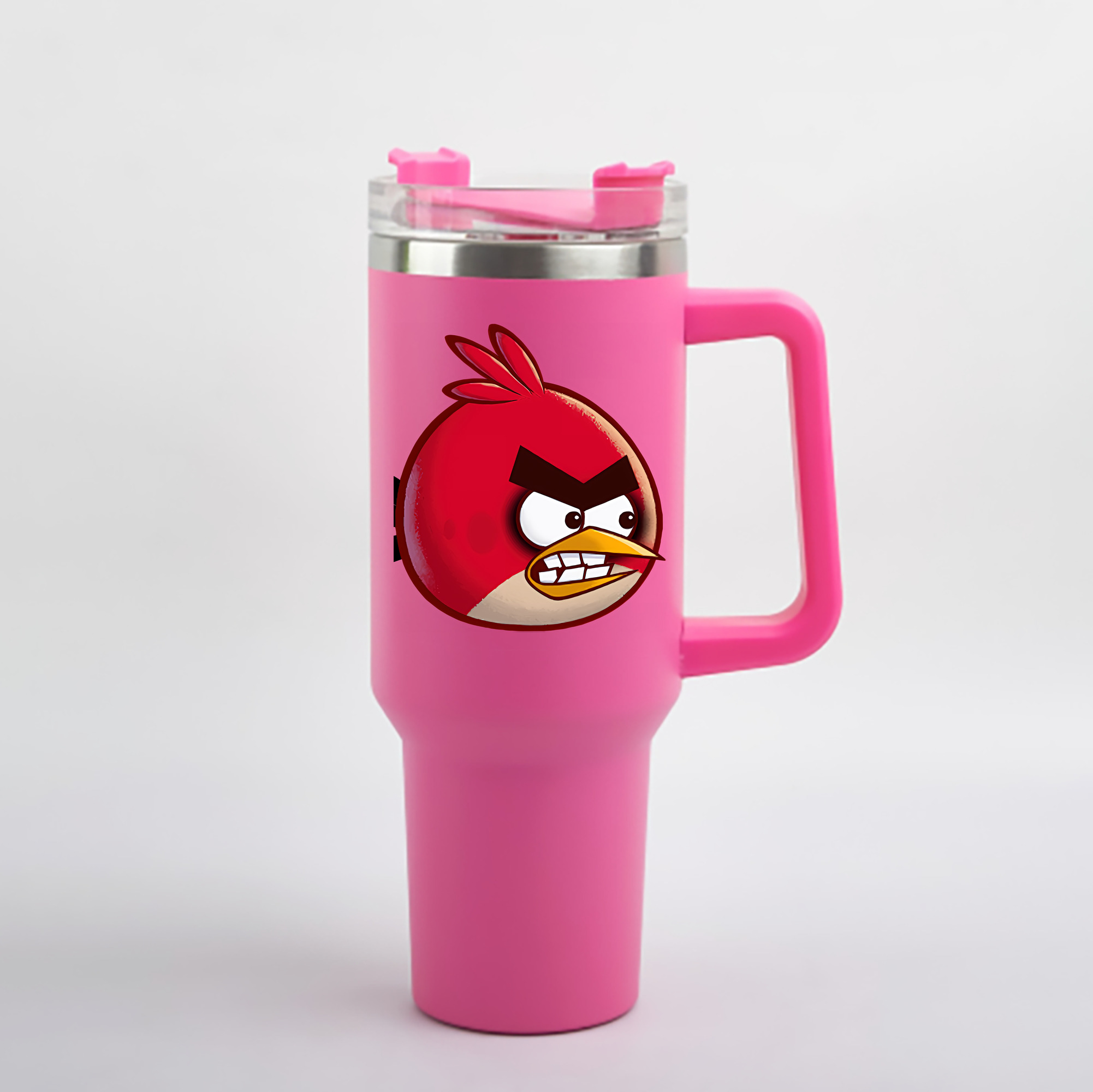 （画像用） Angry Birds アングリーバード 1200mL車用タンブラー - クリスタルステッカー（プラスチックストロー付き）
